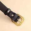 Women'S Belt Leather Retro Two-Layer Cowhide Black Belt Decorative Jeans Belt