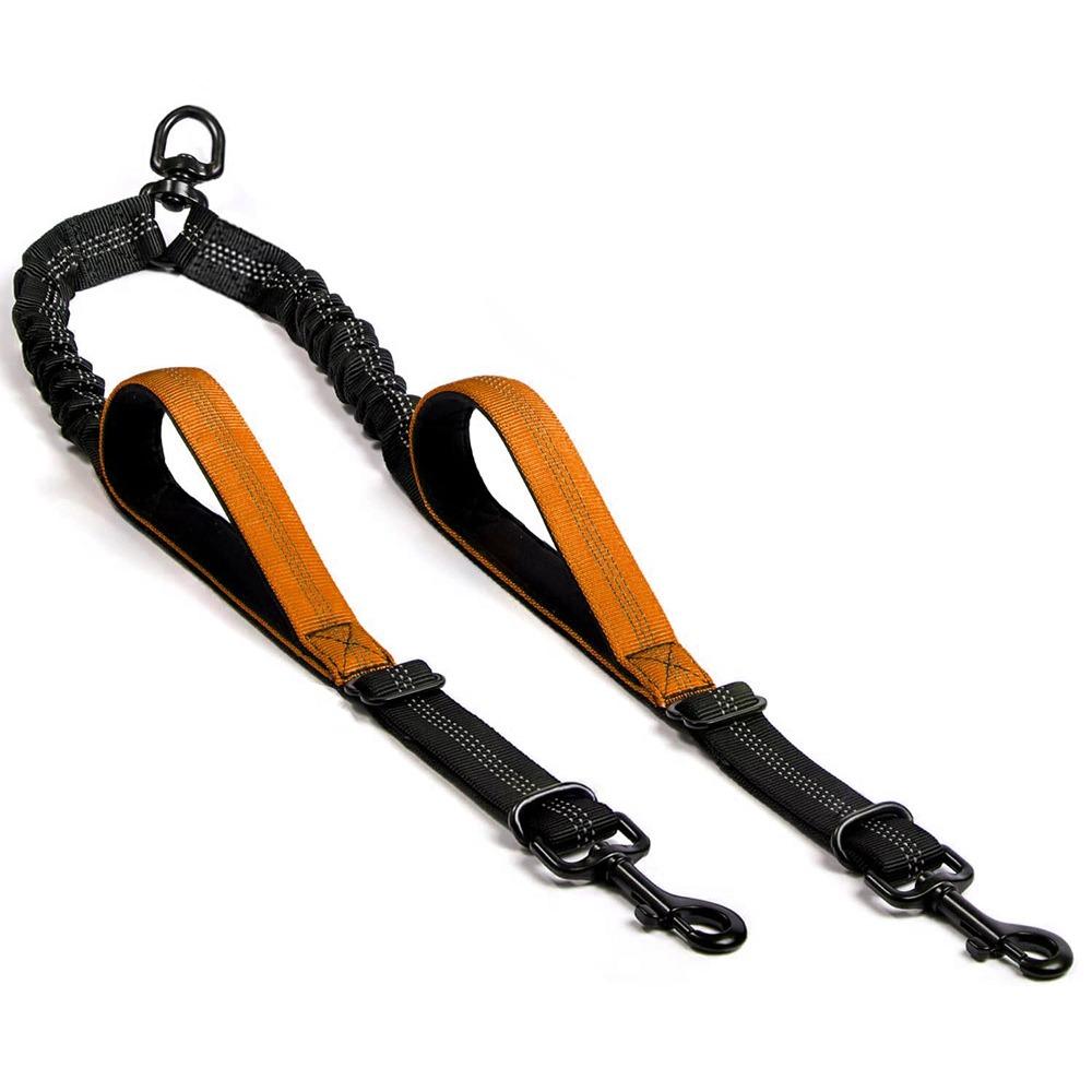 

Shock Absorbing Dual Dog Leash No-Pull Design Two Dog Lead Rope Pet Walking Rope Two Dogs Walking оранжевый