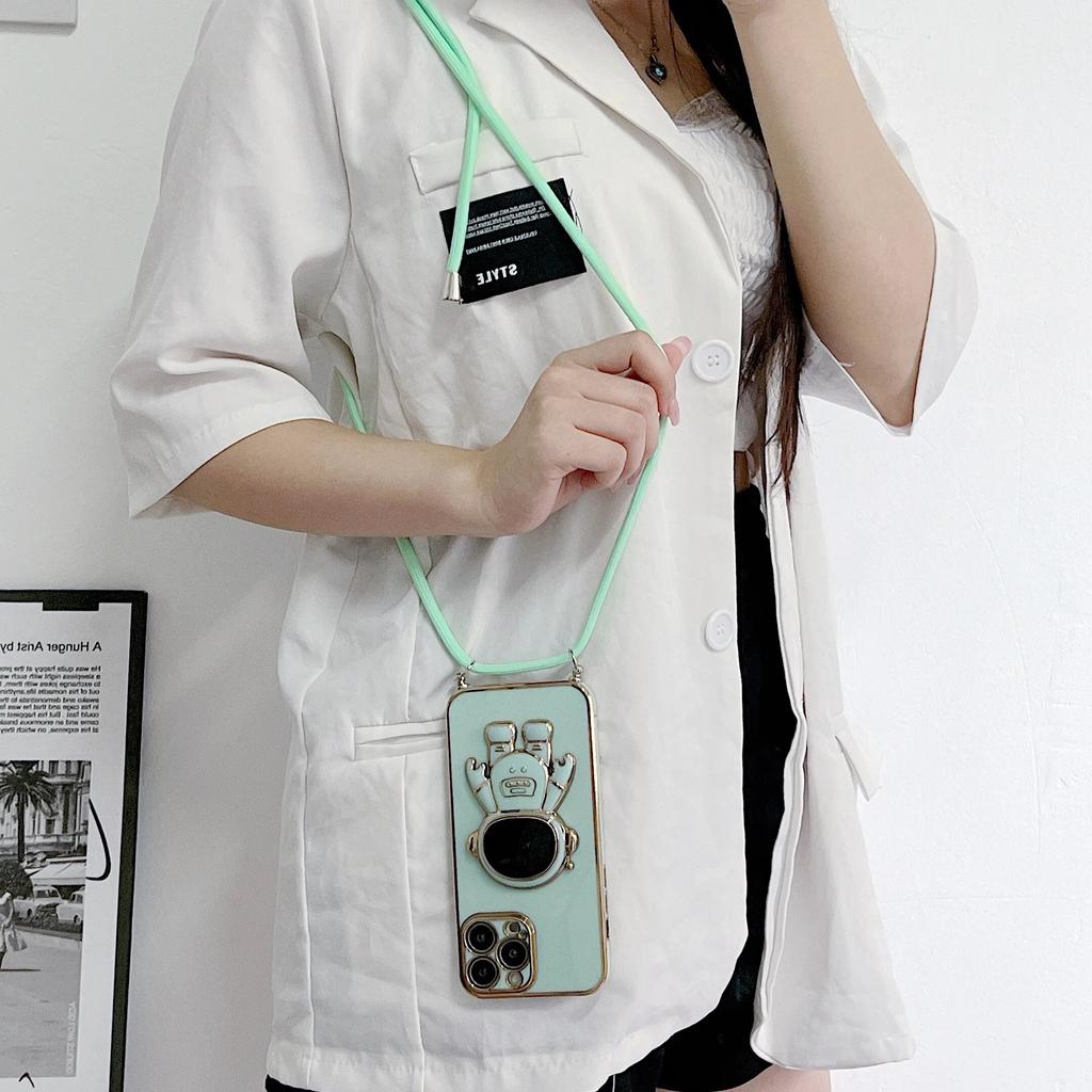 Husa de telefon Lanyard Astronaut pentru Samsung S24 S23 S22 Ultra A15 A25 A35 A55 A14 A24 A34 A54 A13 A33 A53/Xiaomi 13T Poco X6 X5 F5 Pro Redmi A3 13C 12