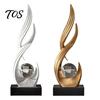 Golden Abstract Statue for Office Desk Decorative Sculpture with Clear Crystal Ball, Modern Flowing Curve Tabletop Decor Luxury Interior Decoration