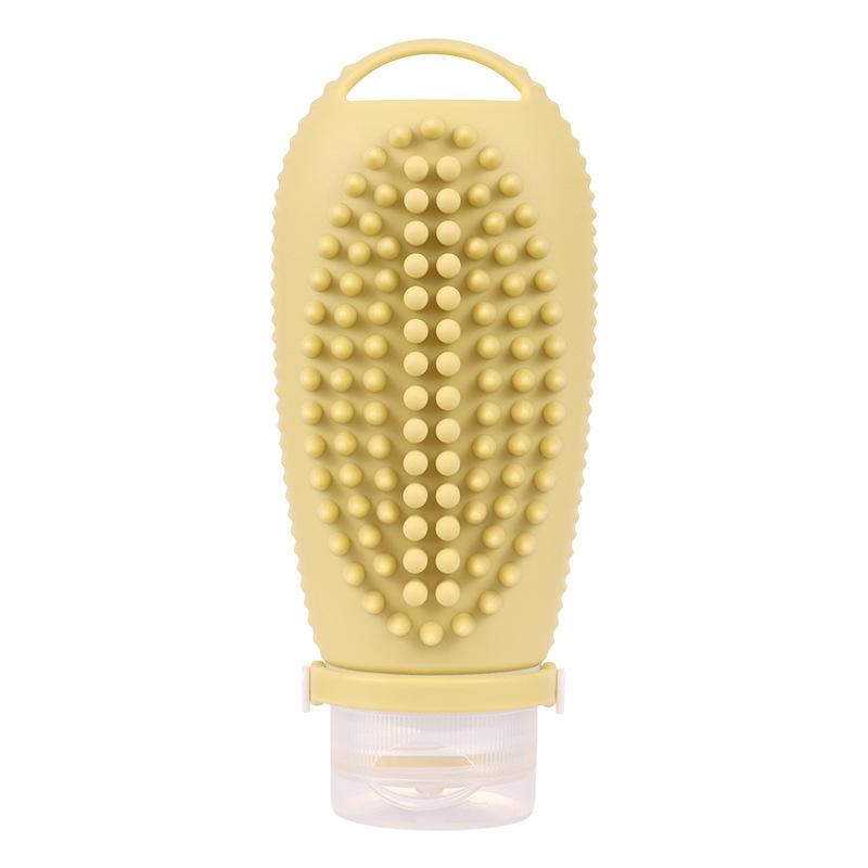 Silicone Portable Business Trip Shampoo Massage Brush Lotion Bottle Shampoo Brush Two-in-One Travel Sub-Bottle