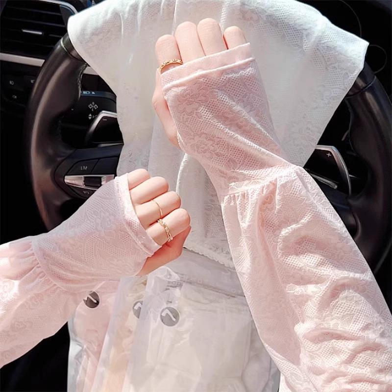 Women's Breathable Ice Silk Lace Sun Protection Arm Sleeves