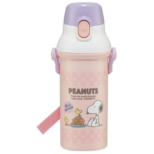 Skater Children's Water Bottle, 480ml, Antibacterial Plastic, Child-Friendly, Lightweight, Snoopy 80s Cafe Design, Made In Japan (PSB5SANAG-A)