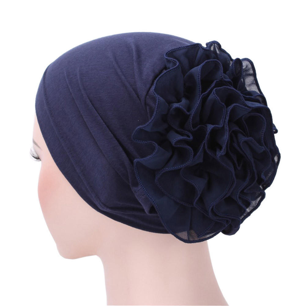Women Flower Muslim Ruffle  Chemo Hat  Scarf  Head Wrap Cap