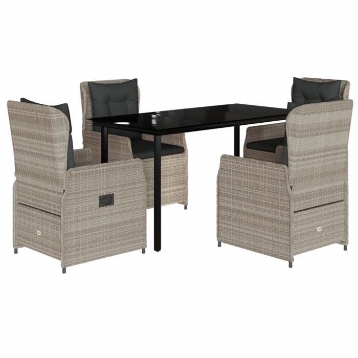 VidaXL Garden Dining Set and Cushions 5 Pcs Light Grey Rattan 3262905