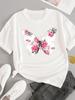 (Asian Size) sweet flower feather Short Sleeve T-shirts Women's Top T Female Print  Fashion O-neck Casual Clothing  Graphic Tee