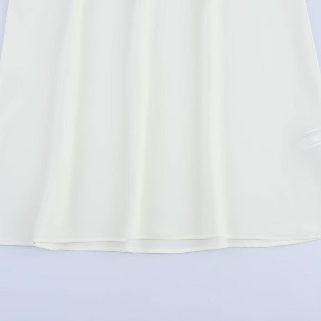 2025 Spring Women's European & American Style Belted Silk Satin Dress