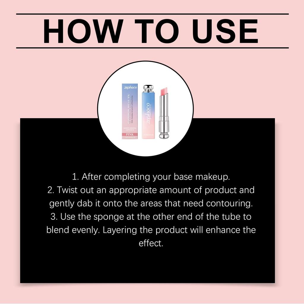 Zephoco Pink Color-Changing Lipstick: Moisturizing, Lightweight, Non-Sticky Shine for Daily Use