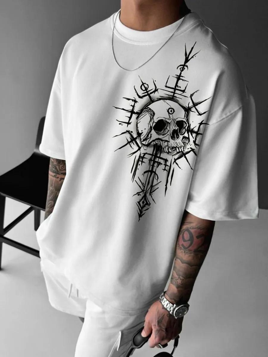 футболка с принтом черепа 4XL