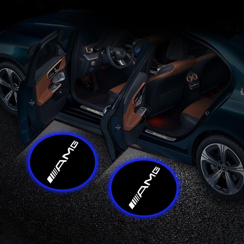 2 stk/sett HD LED Velkomstlys Bildør Projektorlamper Biltilbehør For Mercedes Benz C63 W117 Cla45 W205 W212 E63 W207 W176 A45 X156 Gla45 AMG