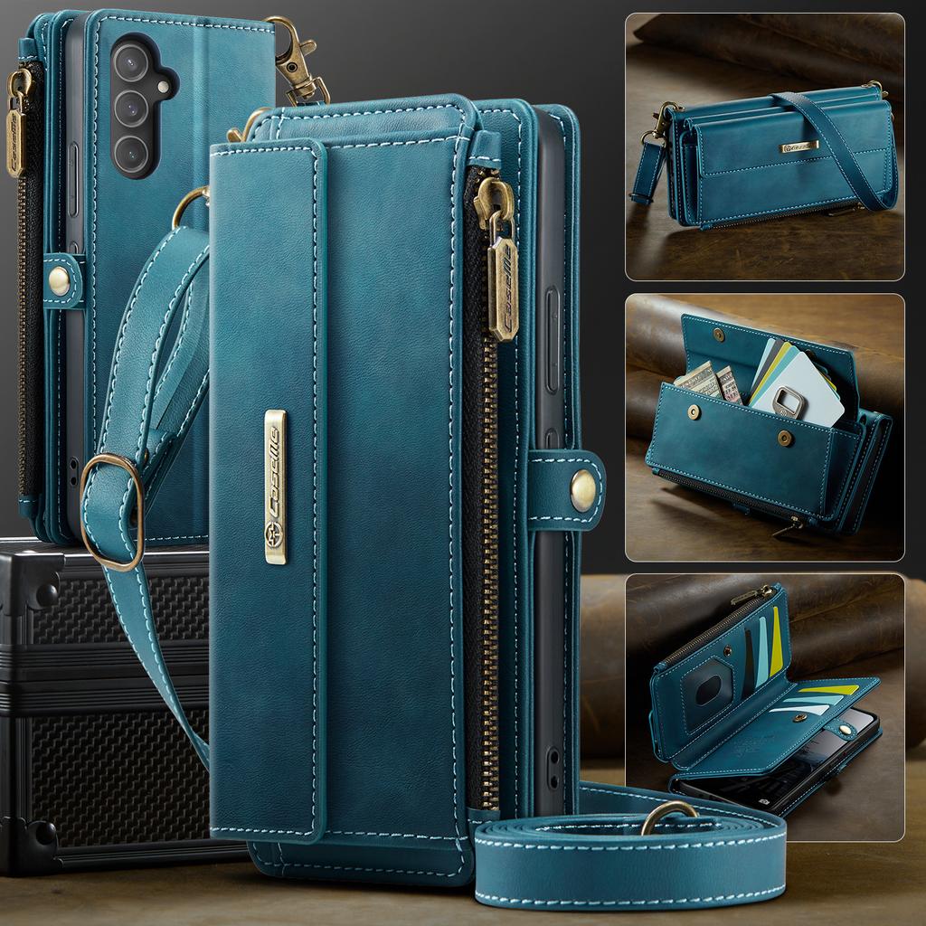 For Samsung Galaxy A54 5G Case CASEME C39 RFID Blocking Zipper Wallet Stand Leather Cover with Strap