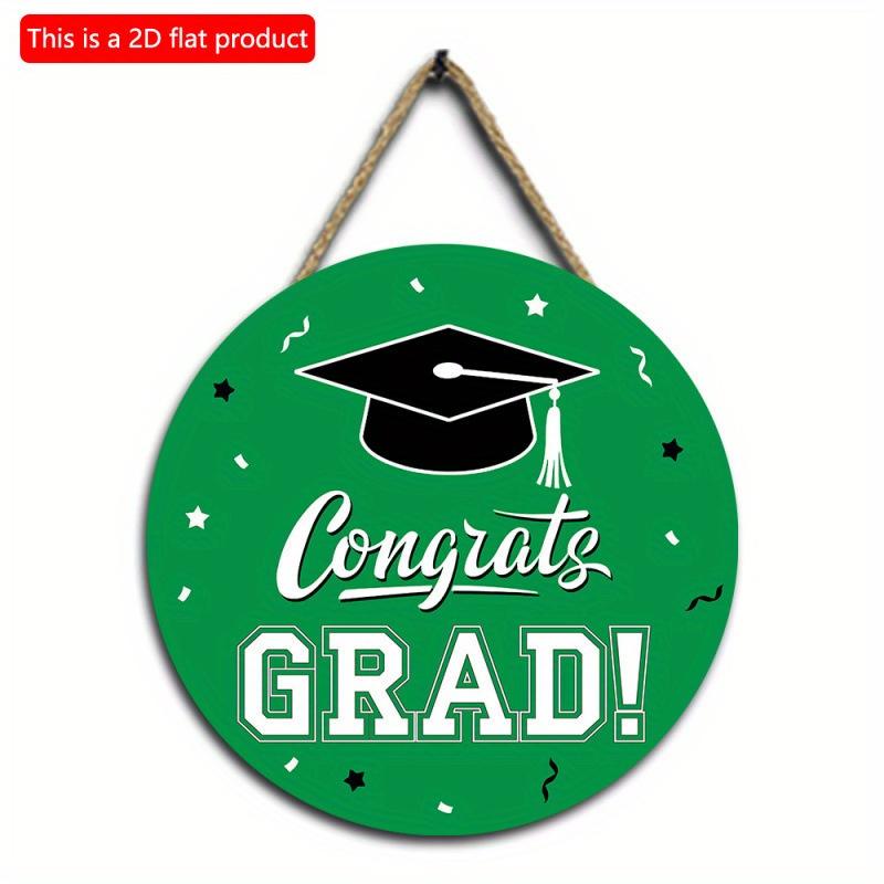 2D flat 20*20cm 1pc Graduation Cap pattern School Grad Party Green wooden Decor, Simple and atmospheric style good quality Congratulation Graduation