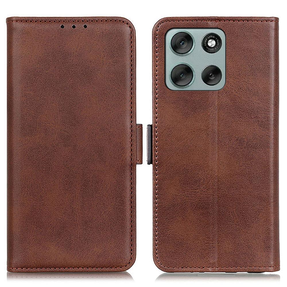 

For Motorola Moto G86 5G Case Stand Cowhide Texture PU Leather Phone Cover