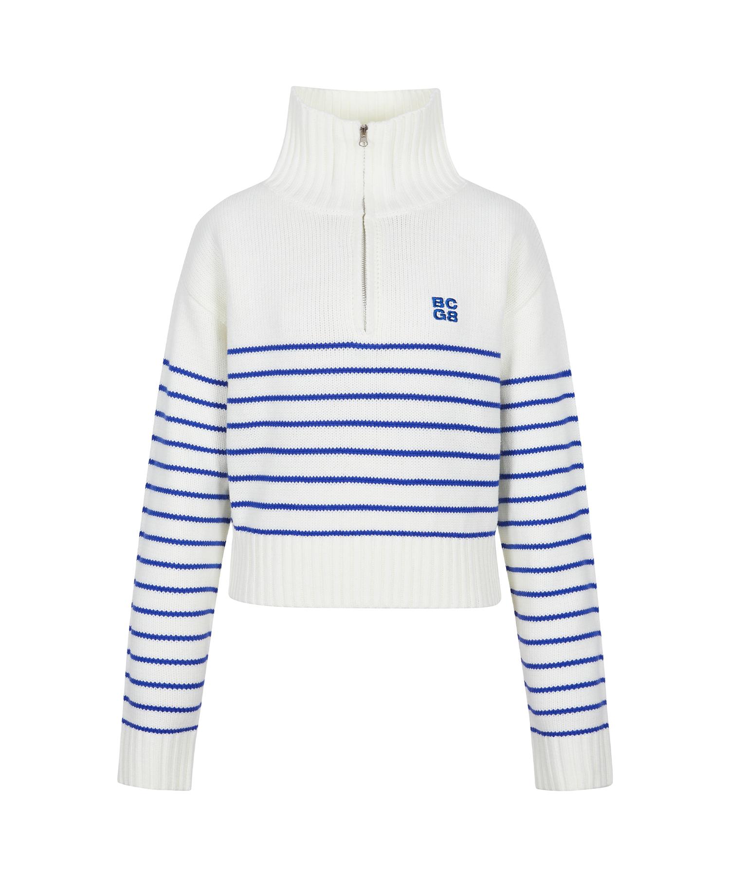 Bonchams Bcg Striped Half Zip Knit Bg22Ft16Iv M