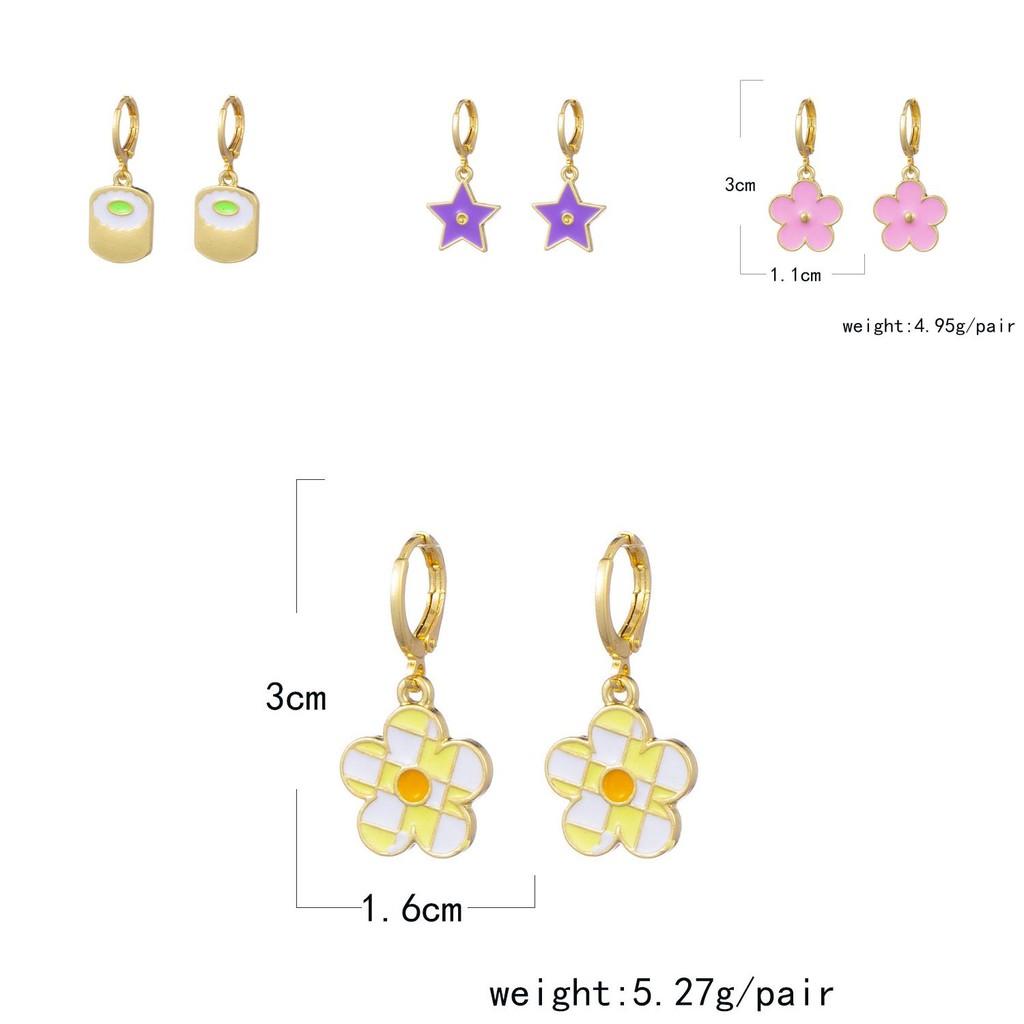 Trendy Alloy Rose Butterfly Cloud Earrings Fashionable Geometric Shapes For Street Style Photography