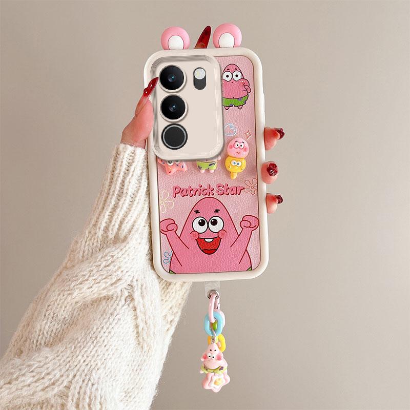 KEYSION Śliczne etui z motywem ucha 3D z kreskówkową grafiką do VIVO V29 5G z bransoletką Miękki silikonowy pokrowiec na telefon odporny na wstrząsy do VIVO V29 5G