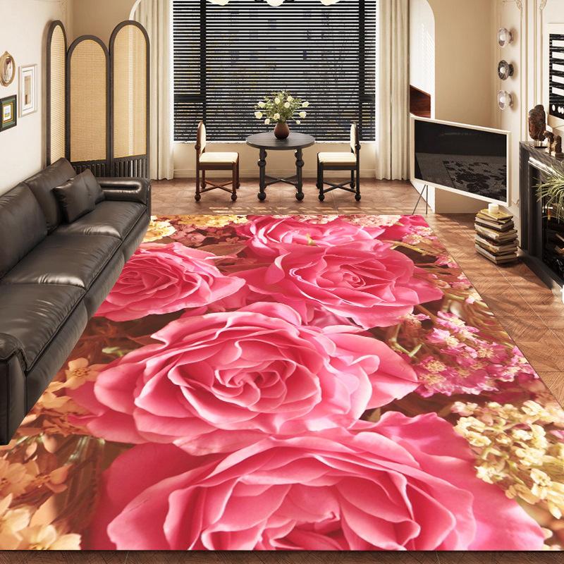 Bedroom Living Room Square Carpet Flower Carpet Anti Slip Home Rectangular Geometric Printed Carpet