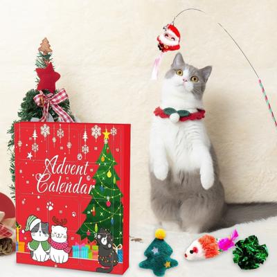 Cat Advent Calendar Cats Interactive Play Toys Christmas Countdown Calendar with Assorted Cat Toys for Indoor Cats Entertainment Health