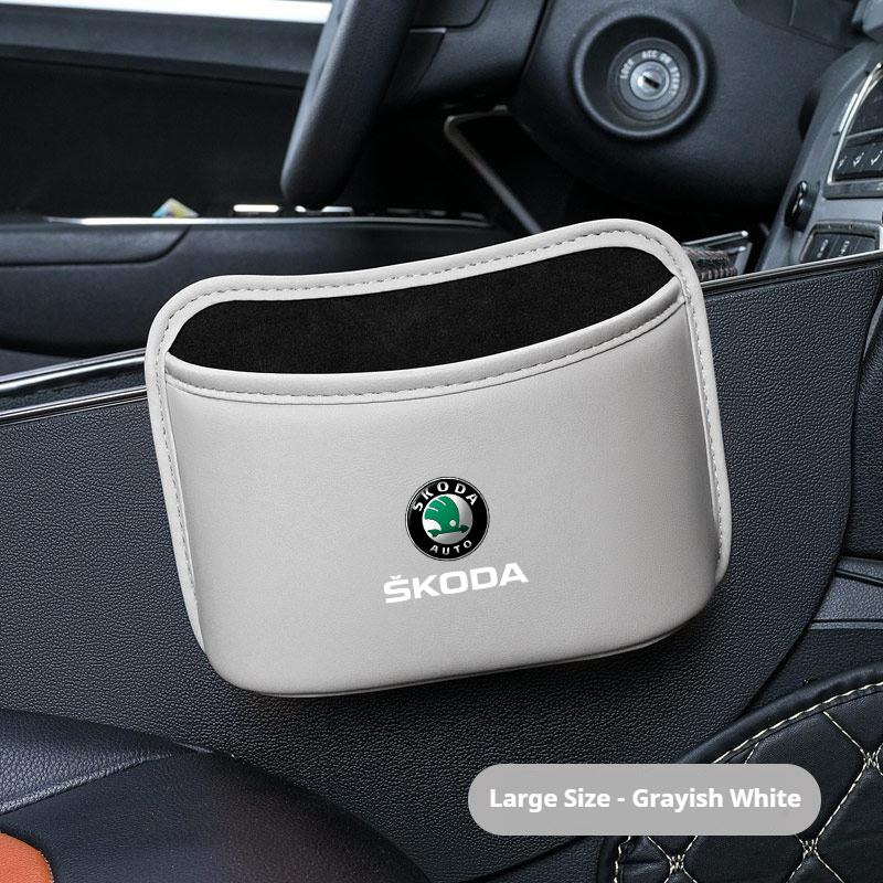 HQKI8 Car Door Storage Box Seat Hanging Trash Can Trash Can Car Interior Accessories For Skoda Octavia Superb Rapid Kodiaya Kroya