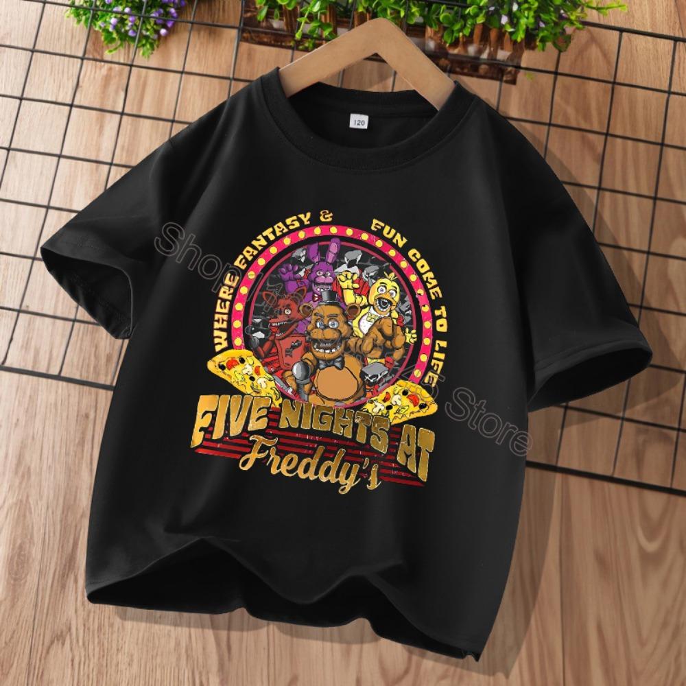 Nowe Koszulki Dziecięce Five Nights At Freddys T-shirt z Graficznym Rysunkiem FNAF Dziecięce Codzienne Sportowe Koszulki z Krótkim Rękawem Ubrania dla Dzieci