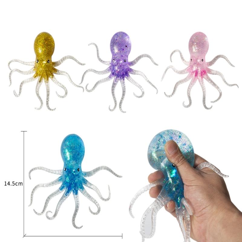 Realistic Colorful Octopus Squeezable Toy Soft Jelly Squeeze Stress Relief Sensory Toy For Kids & Adults