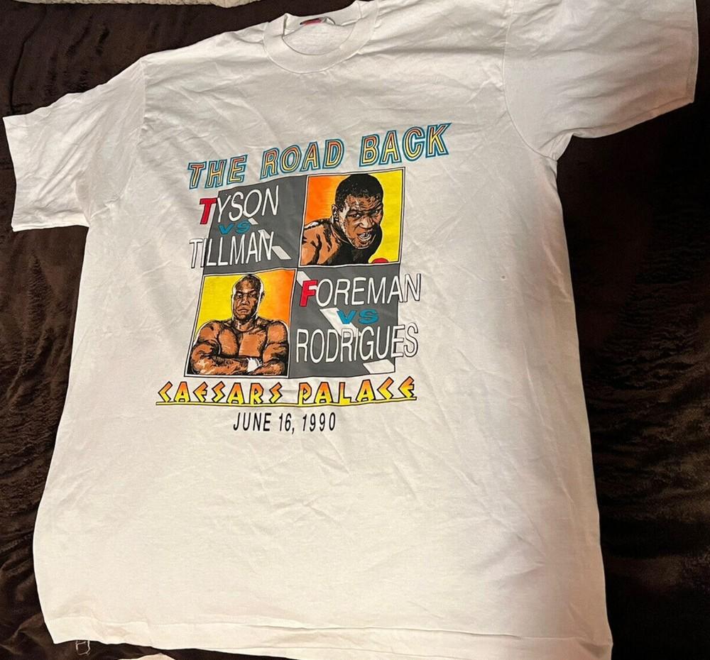 Винтажная футболка 1990 года Майк Тайсон Джордж Форман Боксерская футболка Унисекс S
