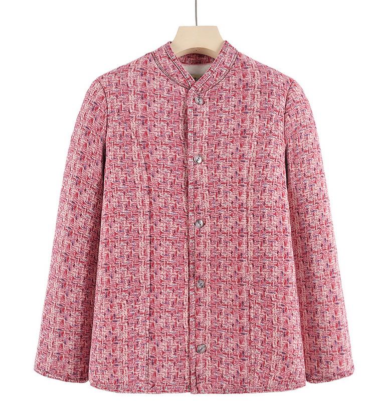 Hřejivý bavlněný kabát s podšívkou ze sametu pro ženy středního a staršího věku: Zimní volná bunda s ochranou pasu z velbloudí vlny