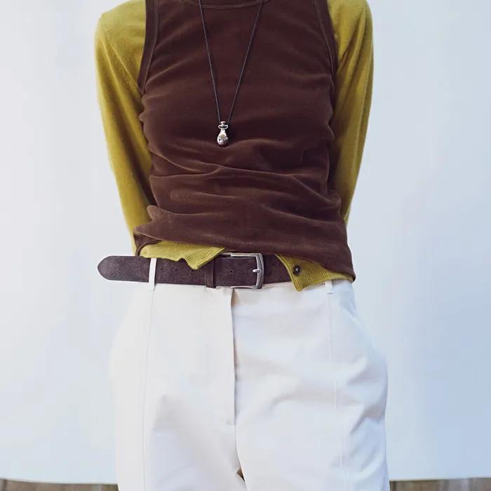 Real Suede Buckle Belt T199_2color