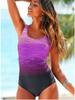 Tengwei Gradient Print Plus Size Sexy One-Piece Swimsuit for Women