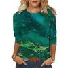 Fashion Women's Spring Printed Mid-length Sleeves Crew-Neck  Casual Tee Tops