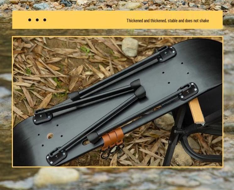 Skateboard-Style Portable Solid Wood Folding Table for Camping and Outdoor Use