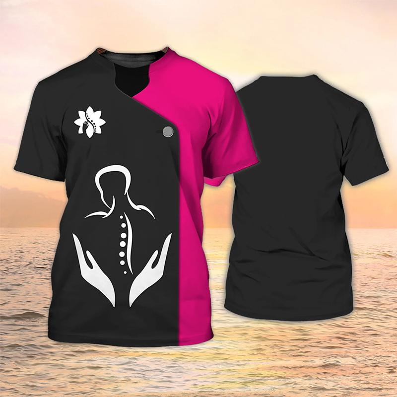 Masážní terapeut 3D tisk Tričko Jednotné pracovní oblečení Žena Muži Streetwear Trička Harajuku Trička Topy Unisex nadměrné oblečení
