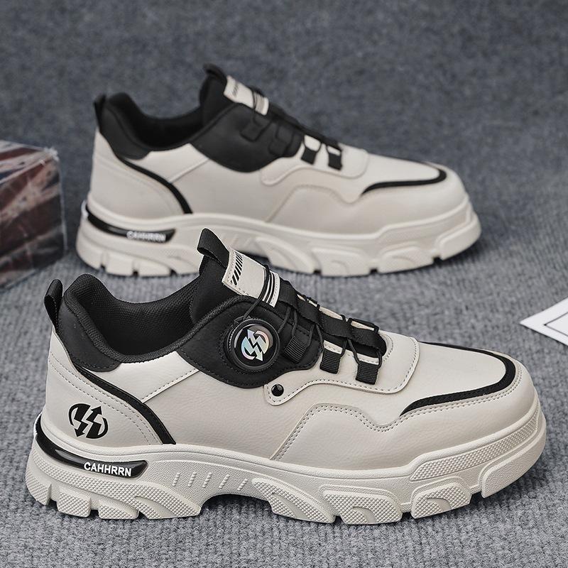 Rotating button leather Martin shoes men's tooling trendy shoes men's autumn new outdoor low-top men's shoes