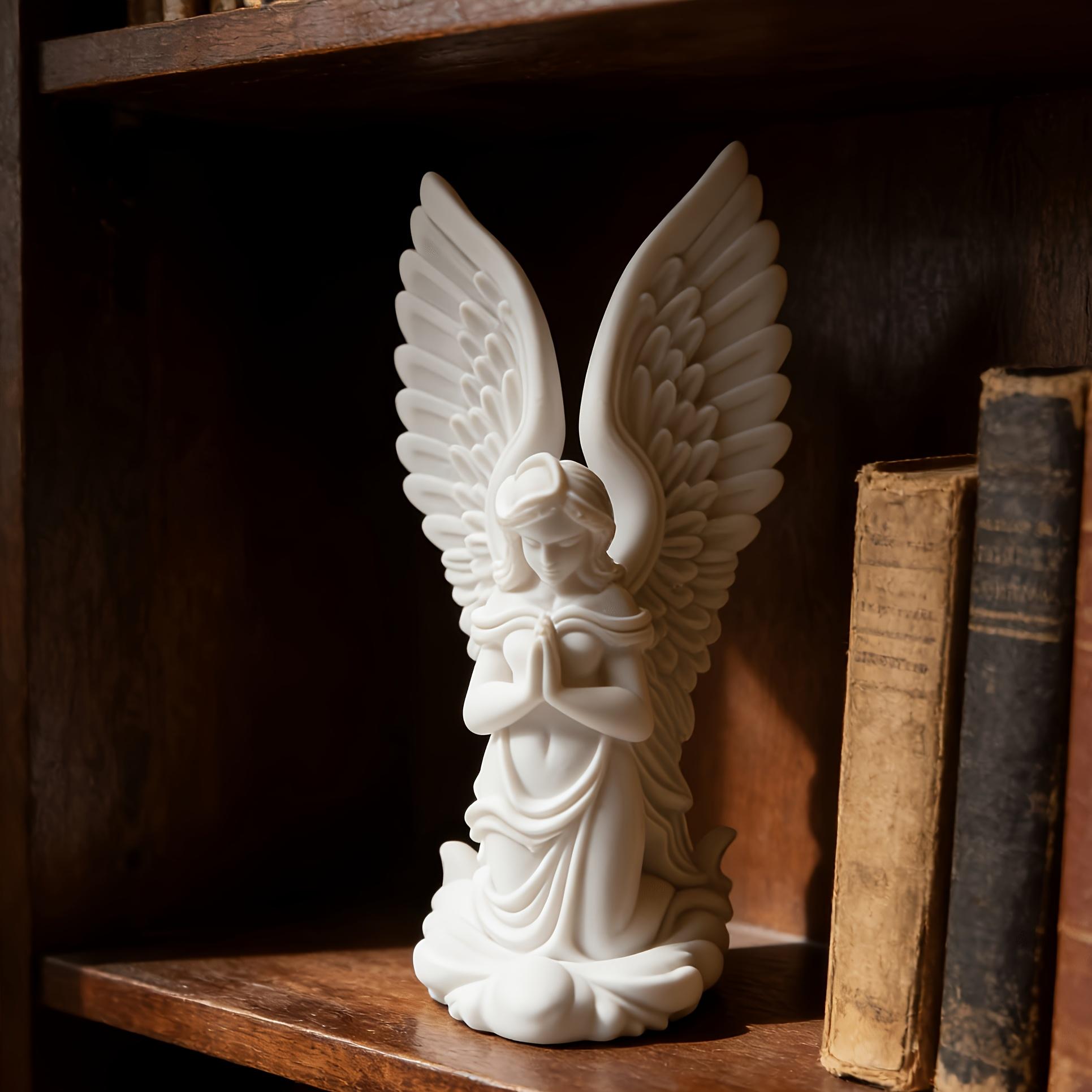 

1Pc Kneeling Praying Angel Statue Ornament, Home Decor Resin Sculpture, Suitable For Living Room, Bedroom, Bookshelf білий