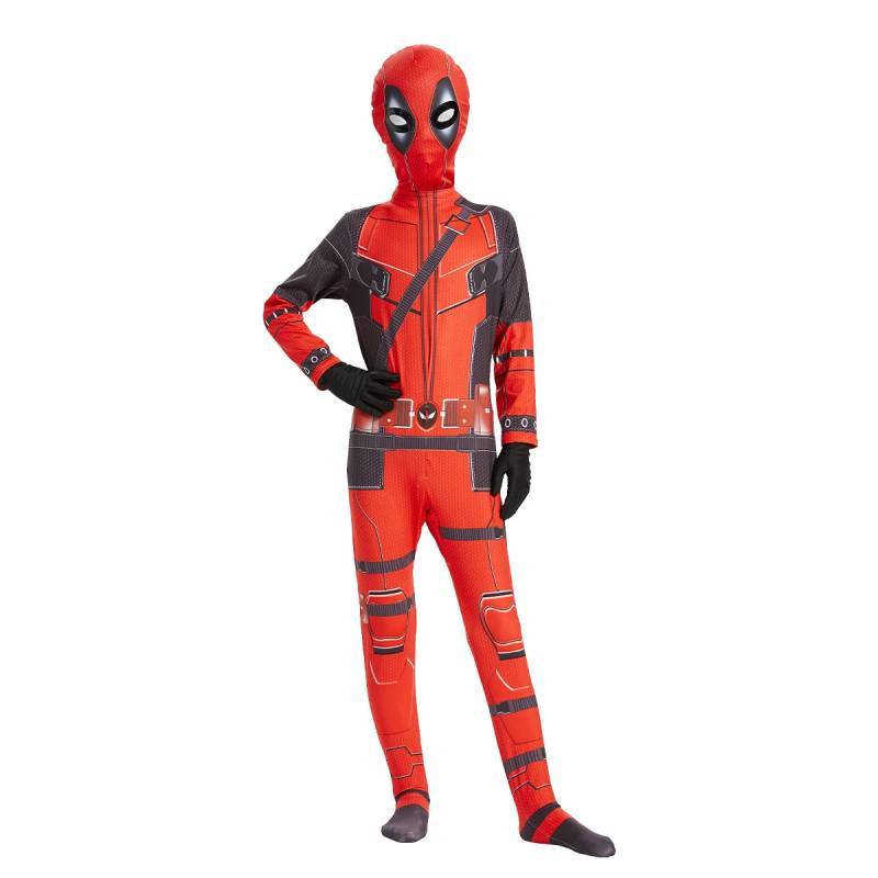 Deadpool Cosplay Jumpsuit With Polyester Spandex For Kids Halloween Party