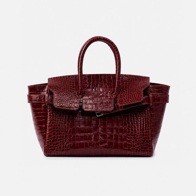 Vintage Crocodile Texture Large Tote Bag