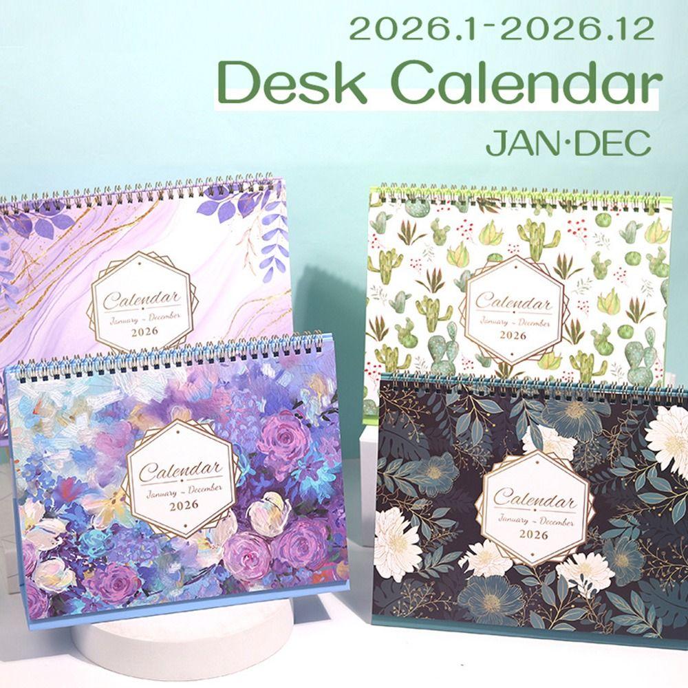 Creative 2026 Desktop Calendar Thick Paper Annual Schedule Organizer  School Office Supplies
