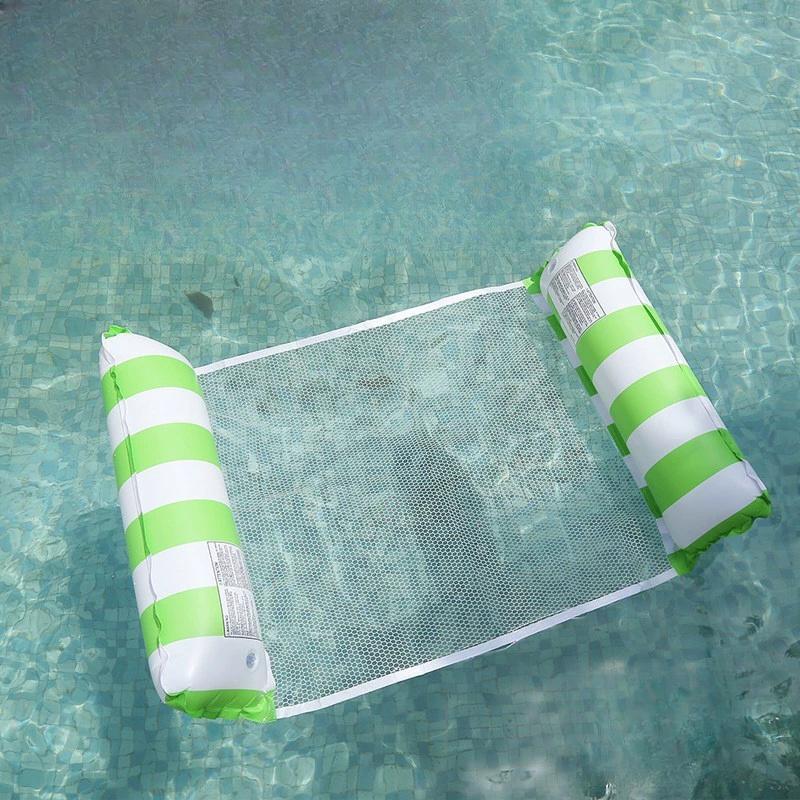 Summer Water Toy Swimming Hammock Foldable Stripe Air Mattress Outdoor Pool Beach Inflatable Float Bed Water Toy for Kid Adult