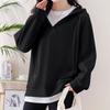 Navava Women S 2in1 Layered Color Block Hooded Long Sleeve SweatShirt Nt3124