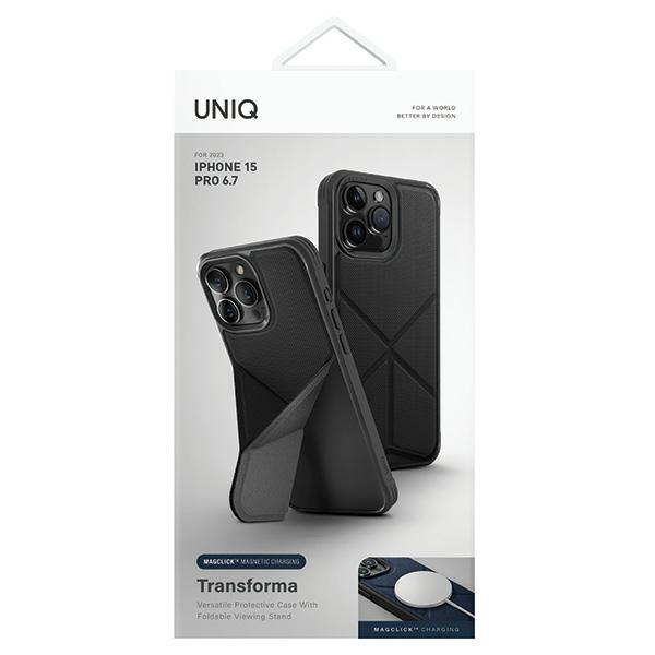 UNIQ Transforma iPhone 15 Pro Max 6.7" Magclick Charging Case Black/ebony Black
