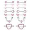 Fashionable Nipple Rings Jewelry Set with Sparkling Pink Silver Cubic Zirconia Stones for Fashion Enthusiasts