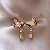 Elegant French Butterfly Tassel Earrings: High-End, Sparkly, Versatile Jewelry for Women