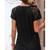 Fashionable Solid Color Hollow Lace V-neck Casual Shoulder Wiping Short Sleeved Women’s Blouses & Shirts
