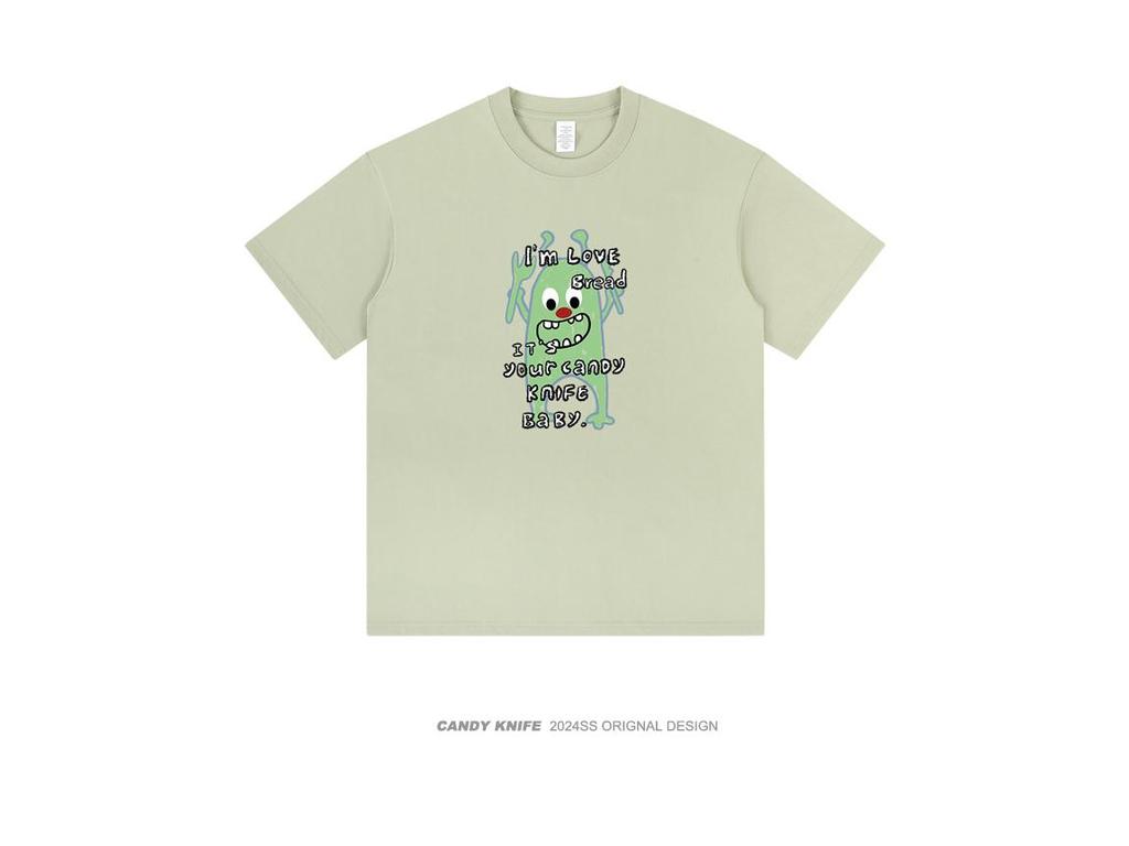 Unisex Hong Kong Style Cartoon Clown Print Pure Cotton Short-Sleeve T-Shirt