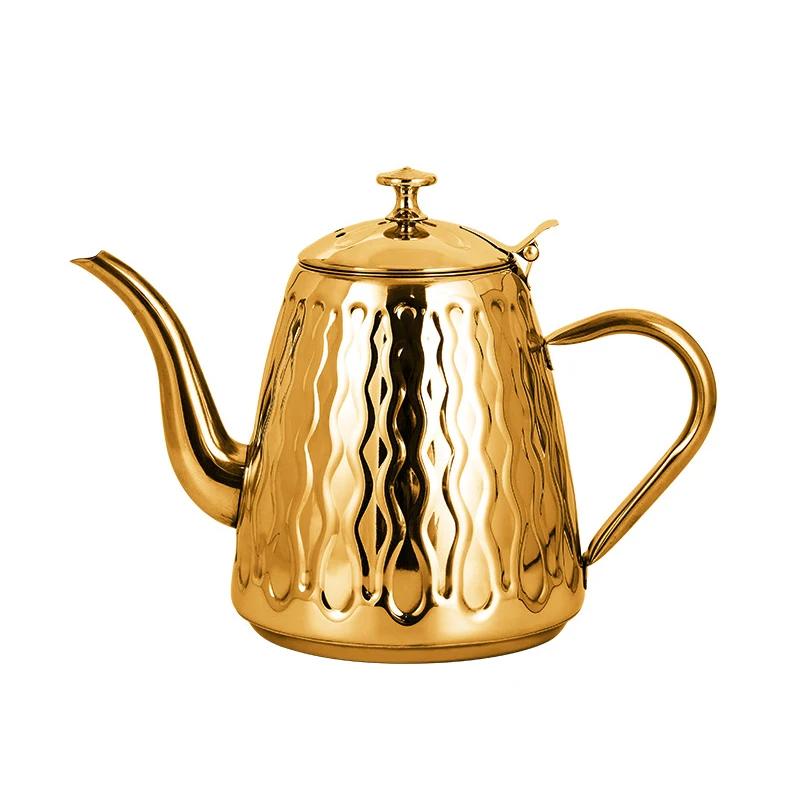 

1.8L Tea Pot with Filter Gold Thicker Stainless Steel Water Kettle Hotel Coffee Pot Restaurant Induction Cooker Tea Kettle золотой