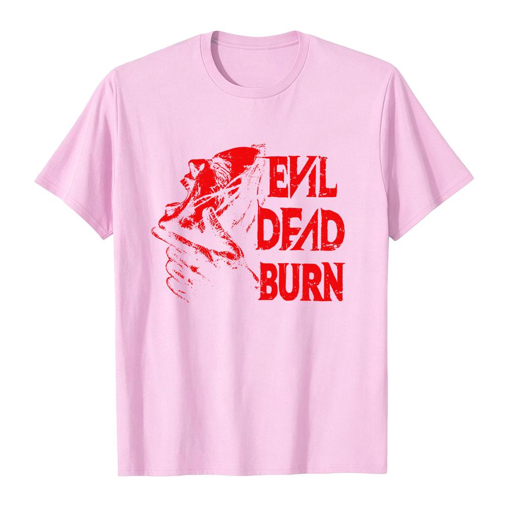 Evil Dead Burn Film T-shirt Cotton Summer Short Sleeve Male Tshirts Streetwear Unisex Graphic Merch Soft Horror Movie Print Tees
