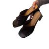 Sheepskin version~ Summer soft white leather sandals thick high heel with holiday style wear new slippers women