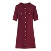 Kaslead New Arrival Women's Clothing Fashion Style Fashion Minimalist Two-Color Knitting Short Sleeve Button Dress Sweater