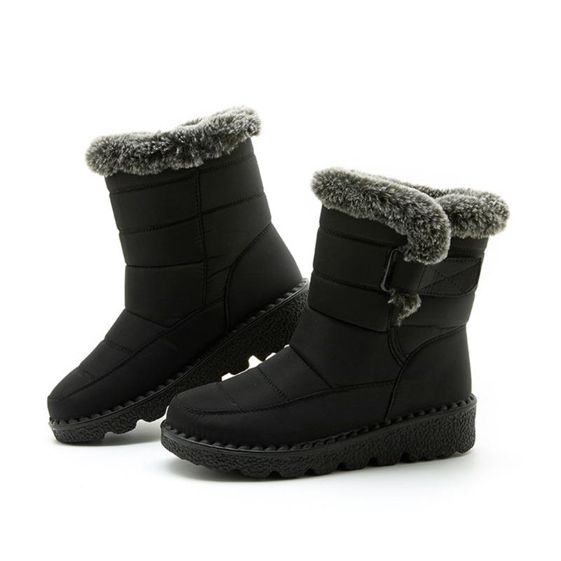 24 fur collar imitation rabbit hair tall tube warm women's snow boots Velcro waterproof women's boots casual women's shoes autumn and winter