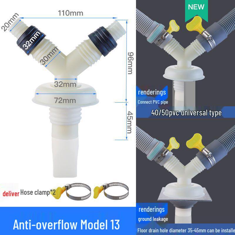 Connettore di Scarico a Tre Vie per Lavatrice con Anti-Riflusso
